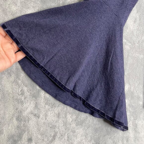 New Loft Velvet Trim Off The Shoulder Bell Sleeve Top Womens S Blue Boho Hippie - Picture 3 of 9